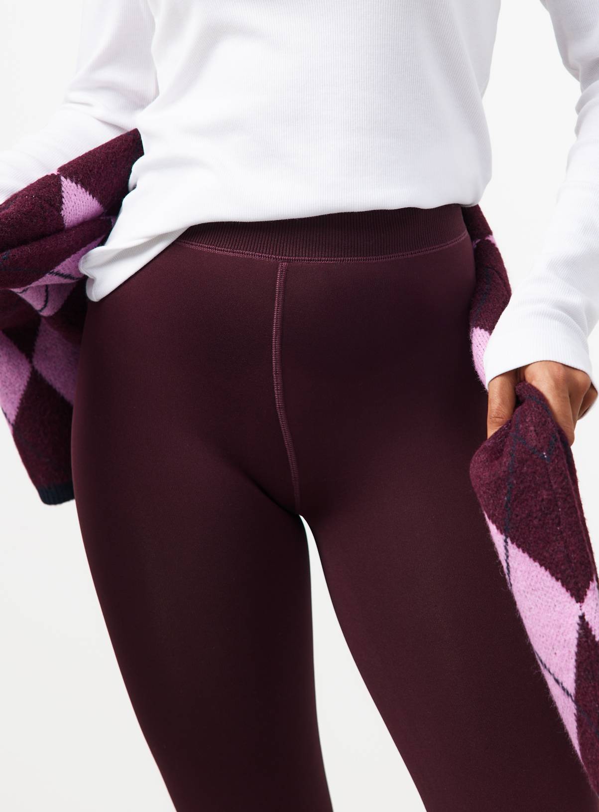 Purple Thermal Faux Fur Lined Leggings L - Image 5